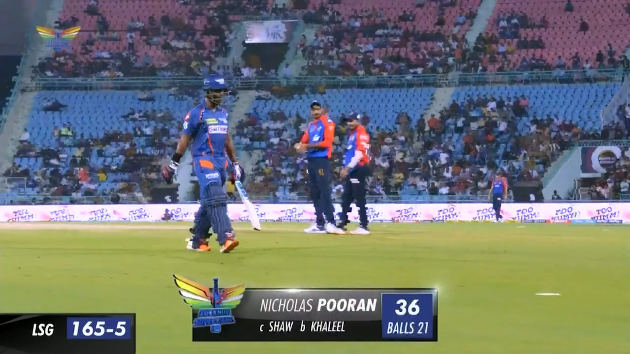 M03: LSG vs DC – Nicholas Pooran Wicket background