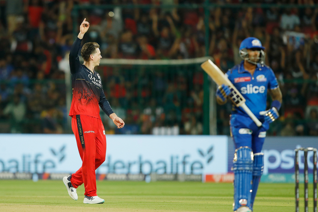 Michael Bracewell wins the battle against Suryakumar Yadav