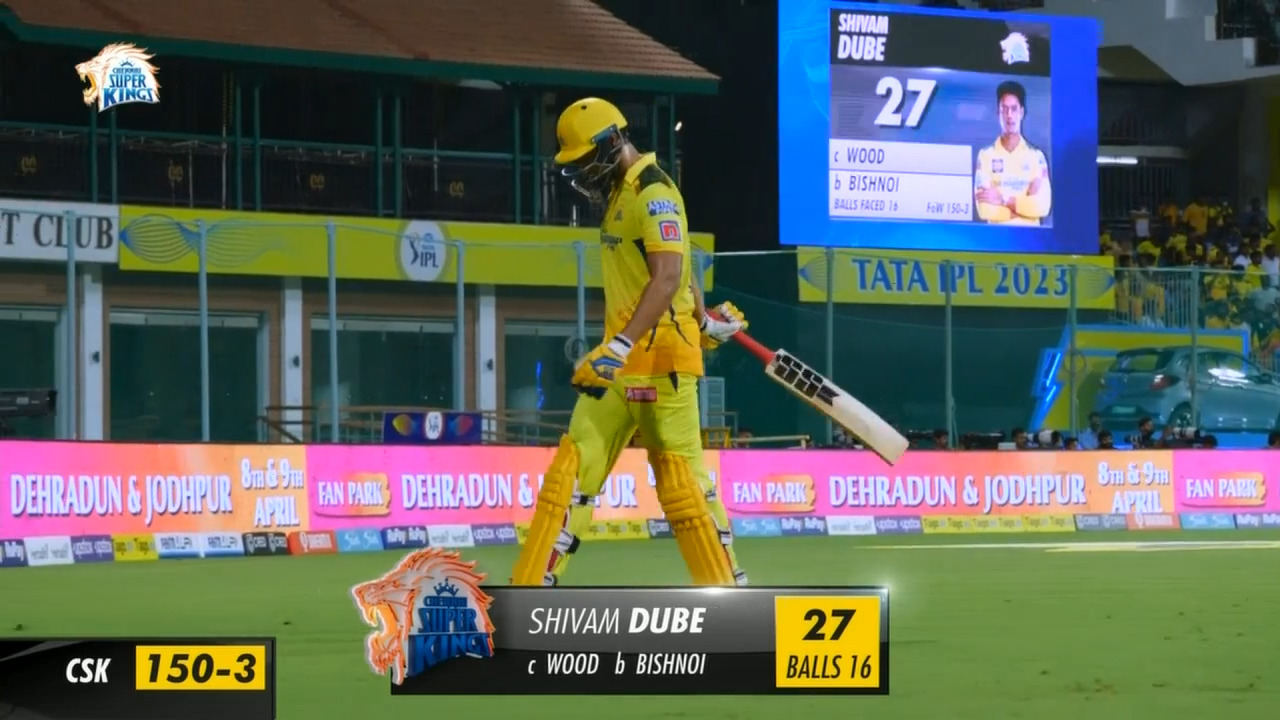 M06: CSK vs LSG – Shivam Dube Wicket