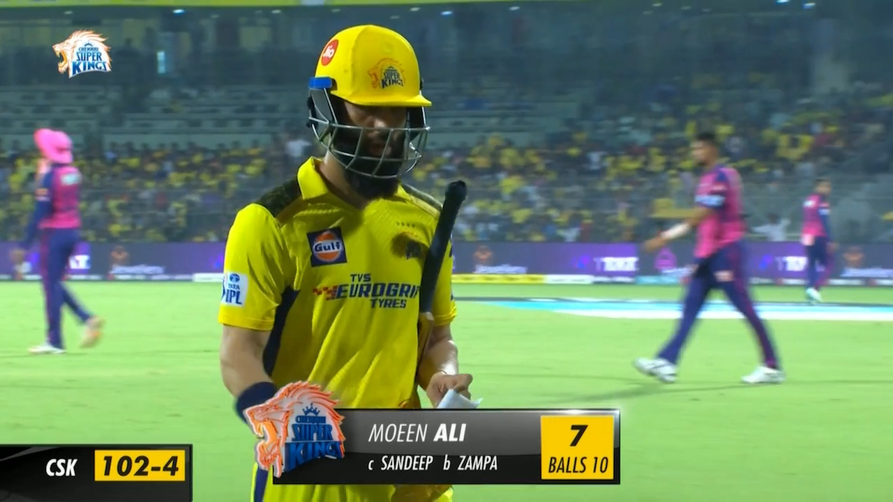 M17: CSK vs RR – Moeen Ali Wicket