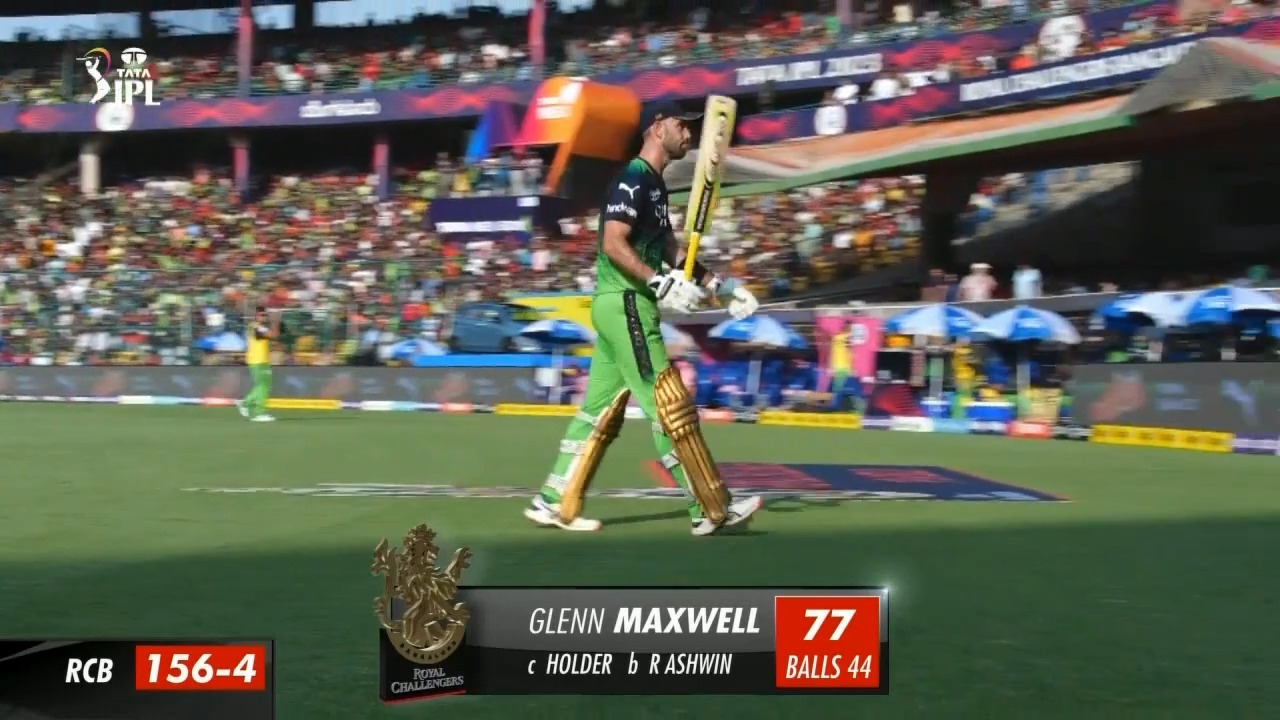 M32: RCB vs RR – Glenn Maxwell Wicket