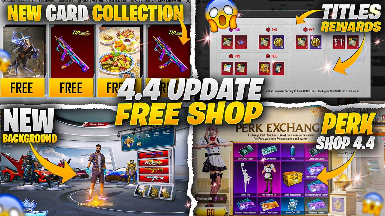 Free Upgradable Skin & Materials | 4.4 Update Perk Shop | New Lobby Background |PUBGM