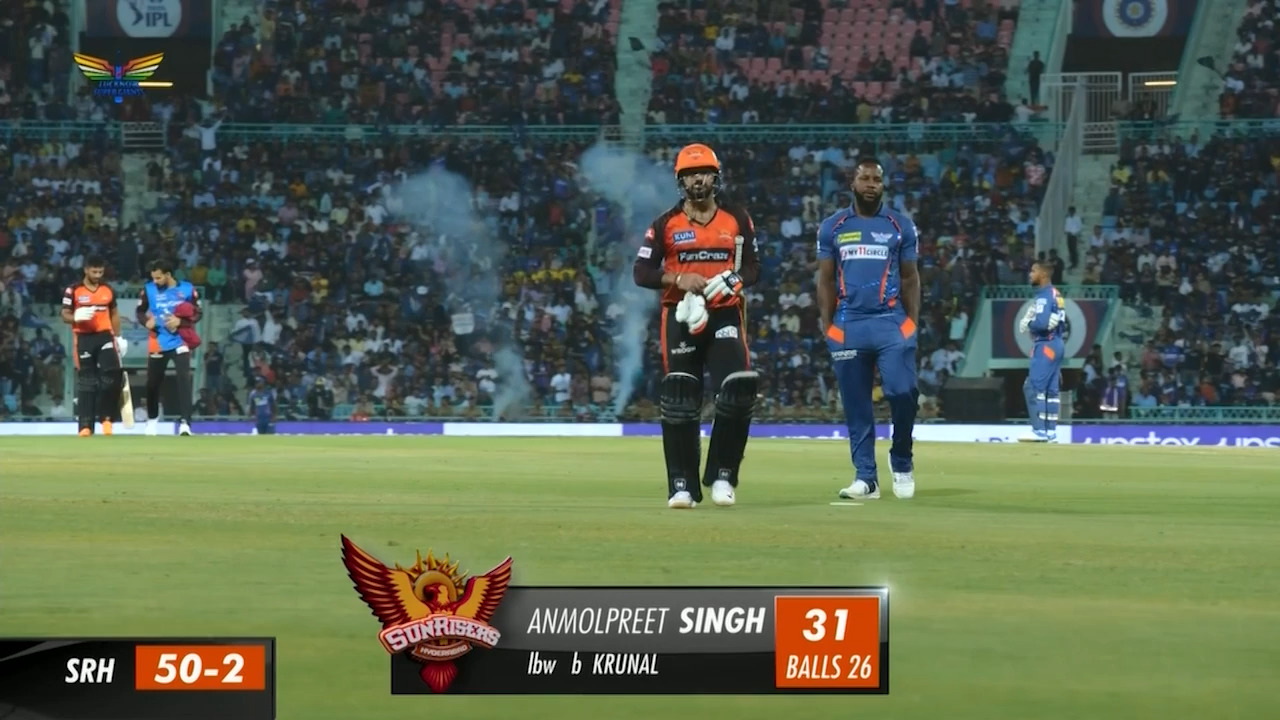 M10: LSG vs SRH – Anmolpreet Singh Wicket