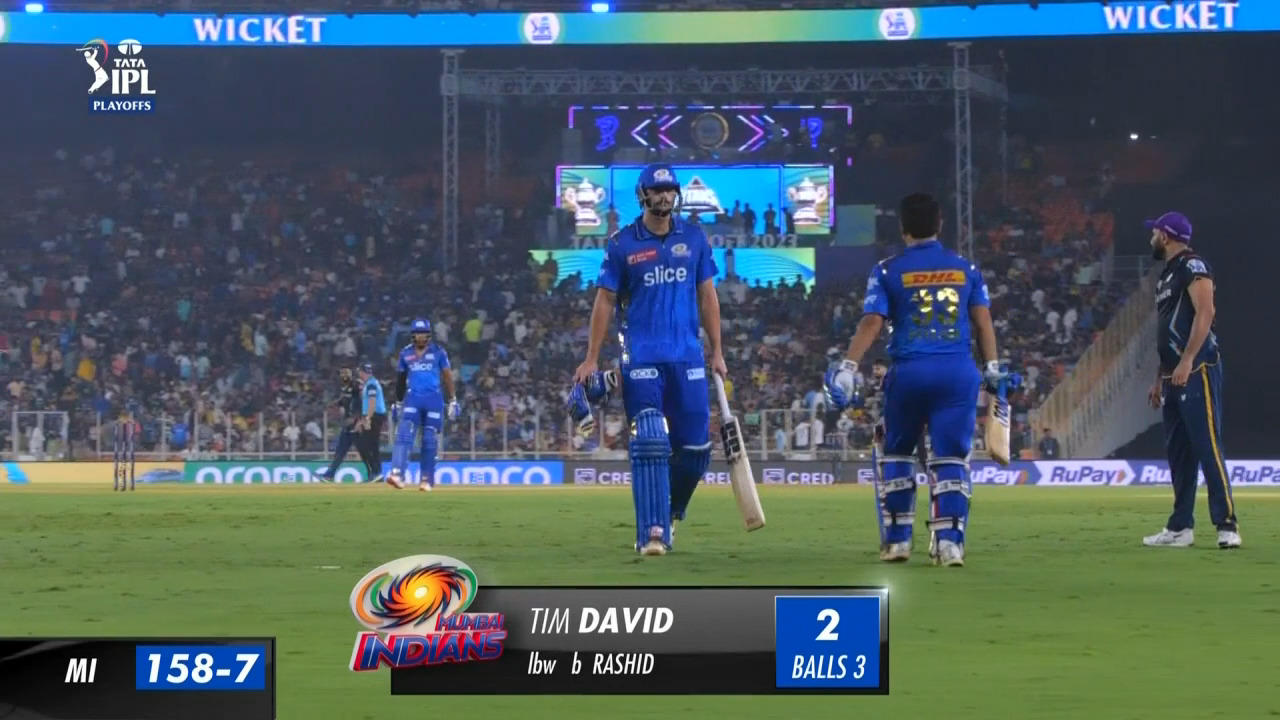 Q2: GT vs MI – Tim David Wicket