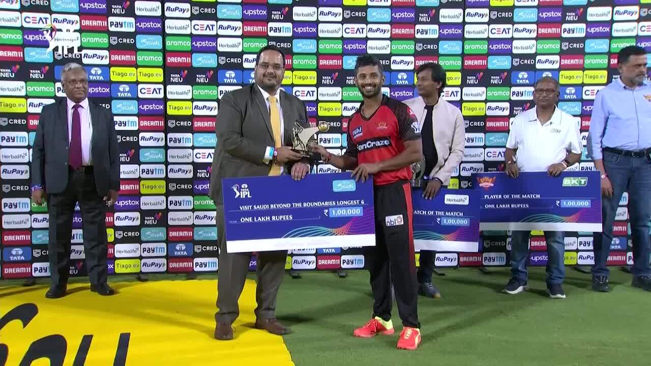 M14: SRH vs PBKS – Visit Saudi Beyond the Boundaries Longest 6 of the Match – Rahul Tripathi