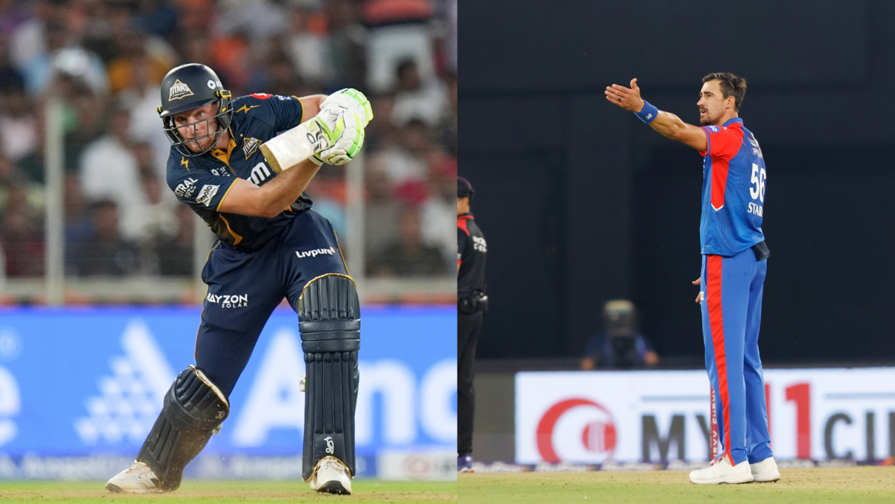 Buttler threads five boundaries vs Starc, even luck joins in!