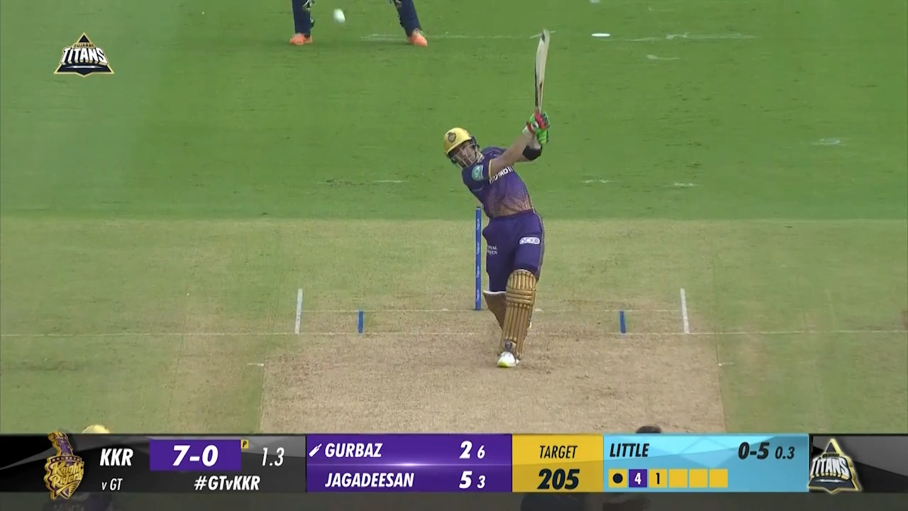 M13: GT vs KKR – Rahmanullah Gurbaz Six