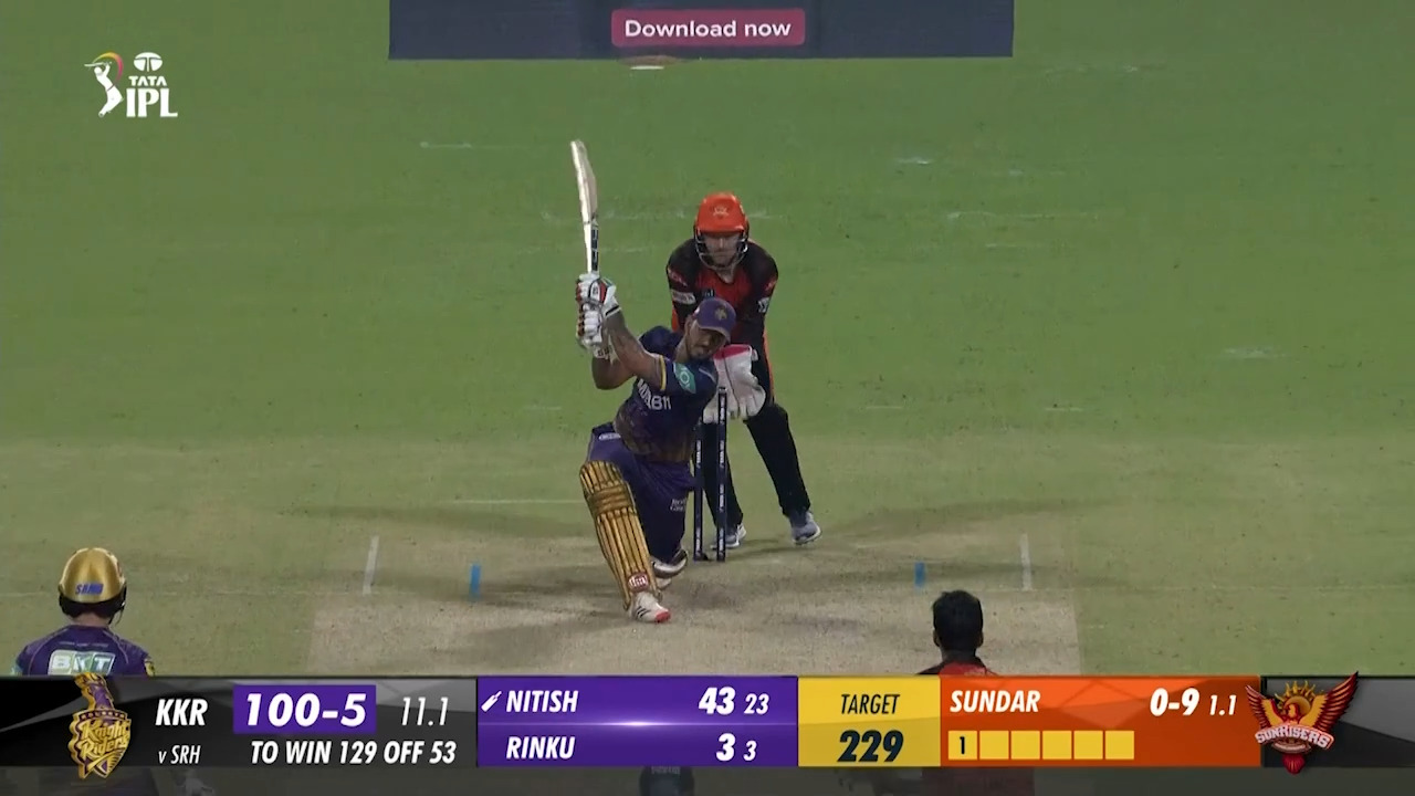 M19: KKR vs SRH – Nitish Rana Six