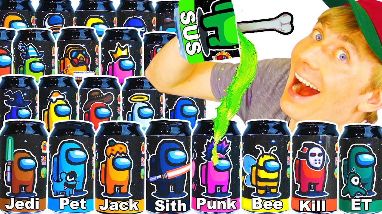 I GOT 100 AMONG US DRINKS - ONE DRINK IS THE IMPOSTOR!!! background