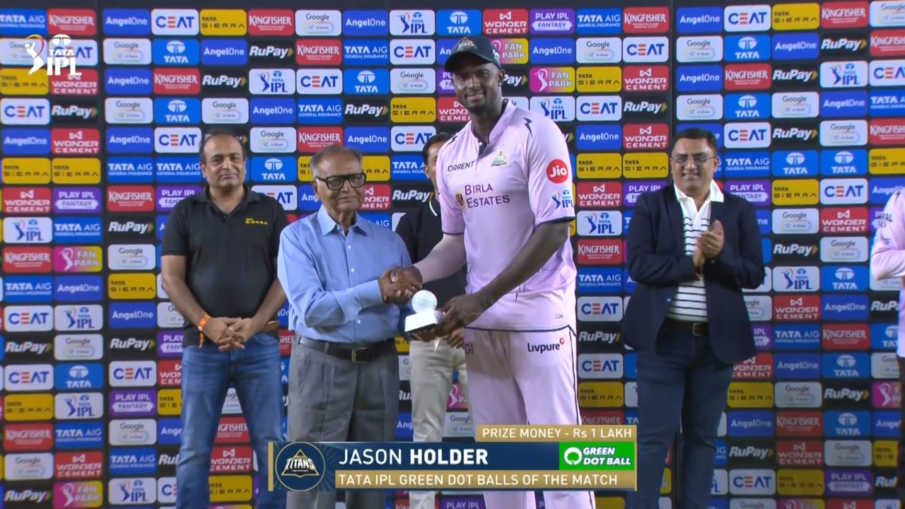 IPL 2026 M56: GT vs SRH - TATA IPL Green Dot Balls of the Match - Jason Holder