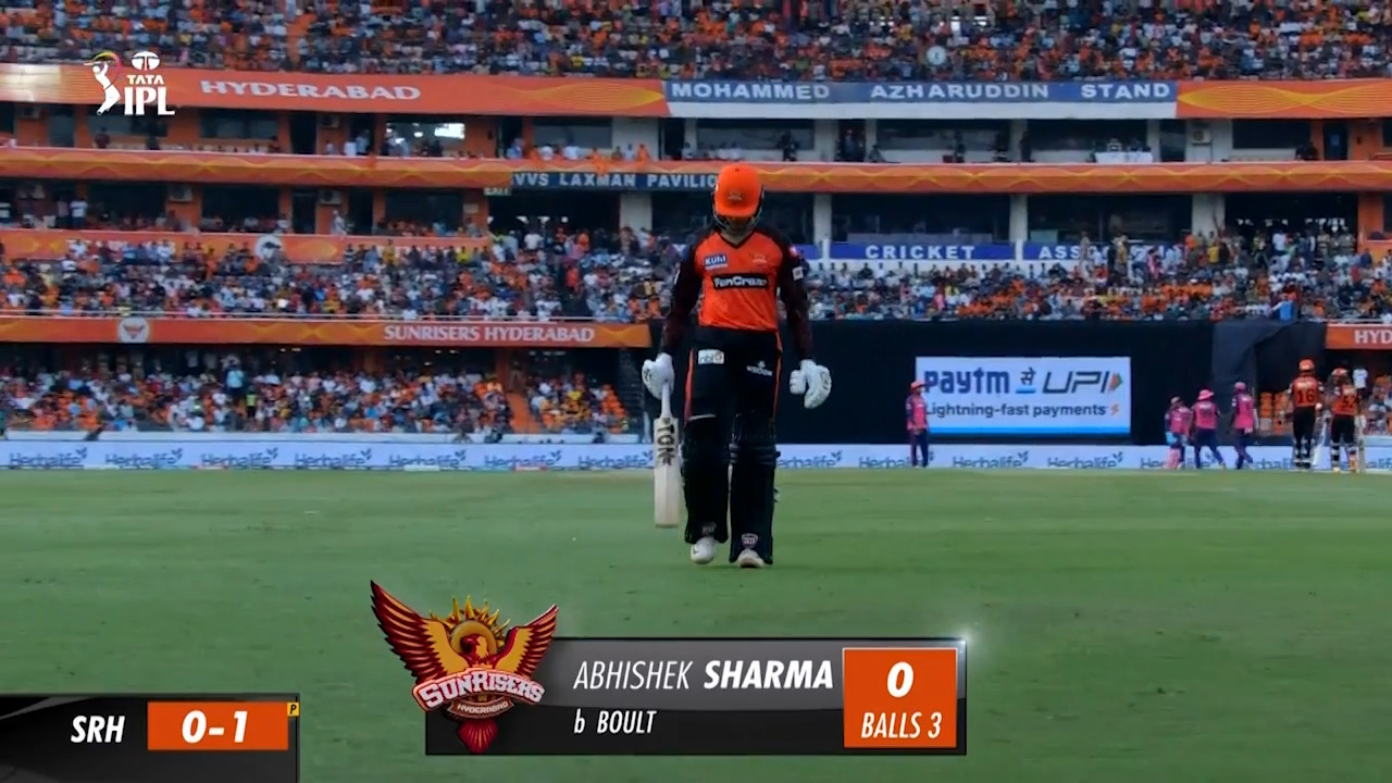 M04: SRH vs RR – Abhishek Sharma Wicket