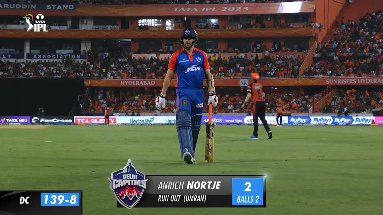 M34: SRH vs DC – Anrich Nortje Wicket