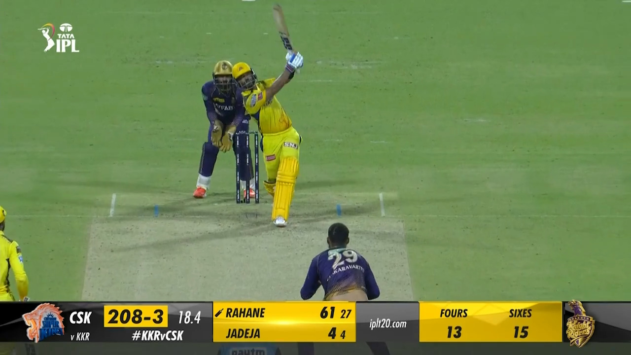 M33: KKR vs CSK – Ajinkya Rahane Six