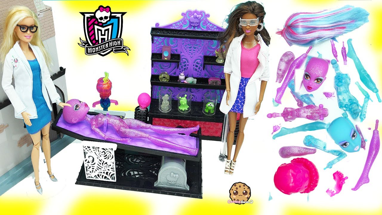 Scientist Create A Blob & Ice Girls Monster High Doll in Lab background