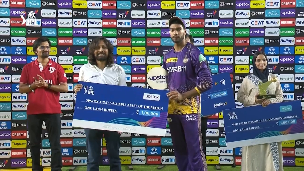 M13: GT vs KKR – Upstox most Valuable Asset of the Match – Venkatesh Iyer background