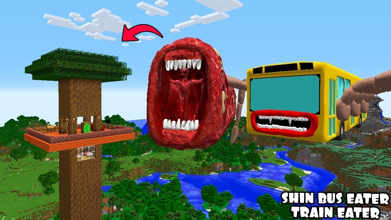 SURVIVING FROM THE TRAIN EATER & BUS ARRIVAL in Minecraft - Gameplay