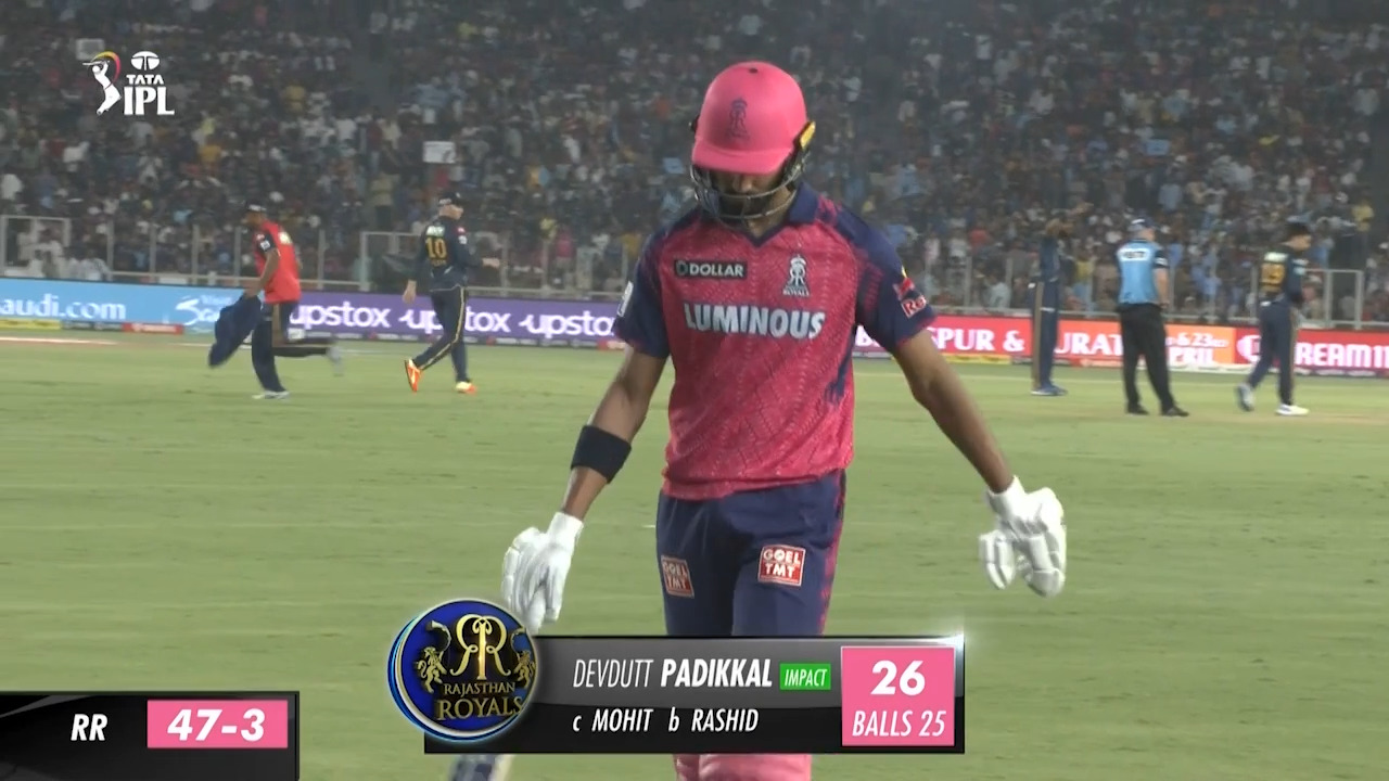 M23: GT vs RR – Devdutt Padikkal Wicket