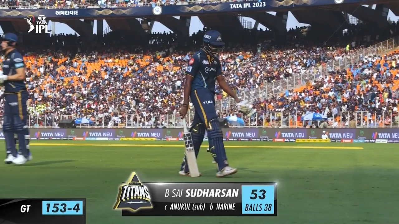 M13: GT vs KKR – Sai Sudharsan Wicket