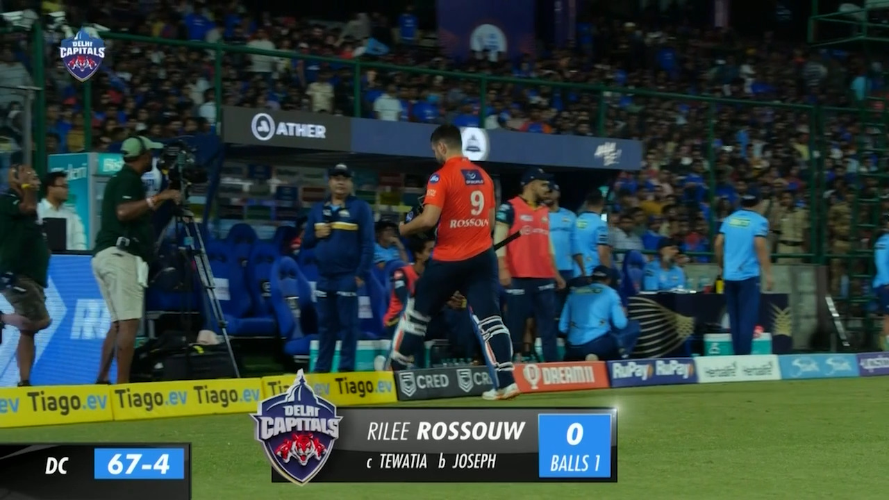M07: DC vs GT – Rilee Rossouw Wicket background