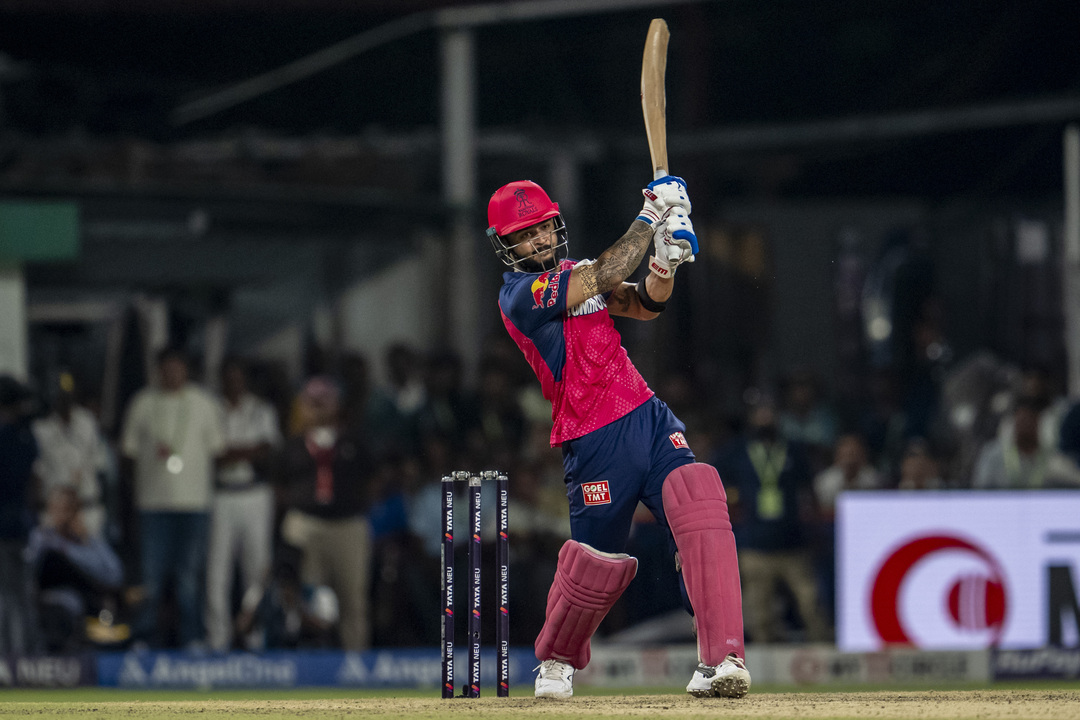 Power & Panache: All 8 sixes hit by Riyan Parag background