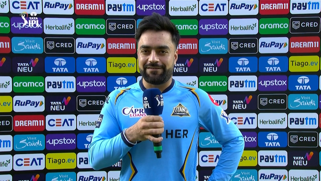M35: GT vs MI – Rashid Khan Interview background