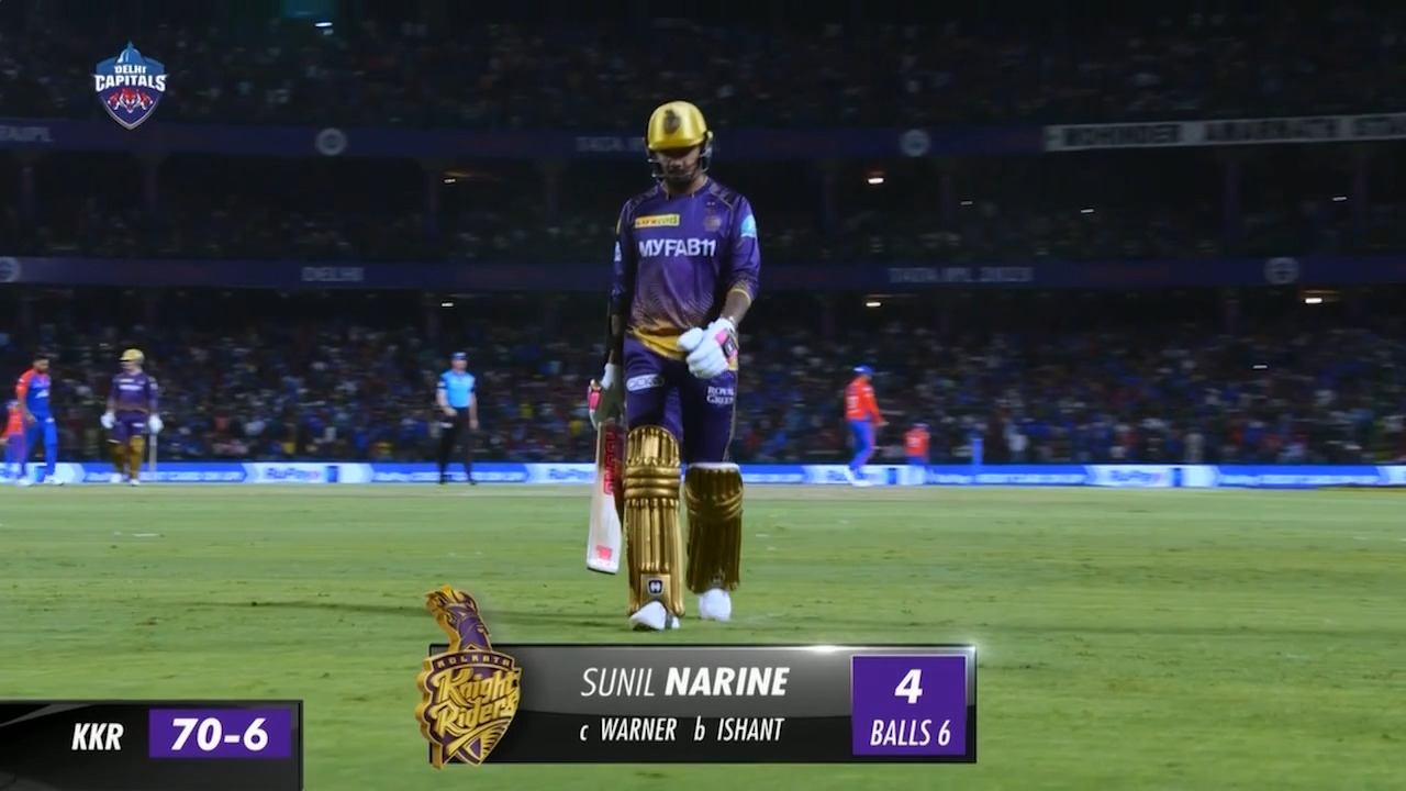 M28: DC vs KKR – Sunil Narine Wicket