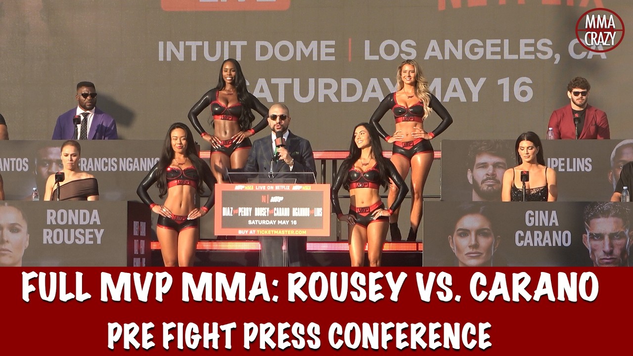Full MVP MMA Press Conference: Ronda Rousey, Gina Carano, Nate Diaz vs. Mike Perry, Francis Ngannou background