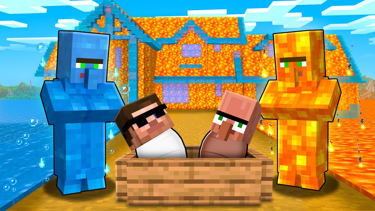 We Got ADOPTED by WATER & LAVA Family in Minecraft.. background