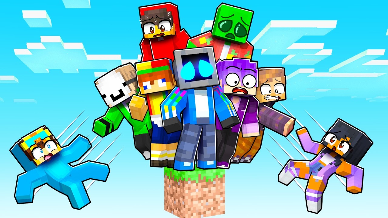 I put 10 Youtubers on a Minecraft One Block!