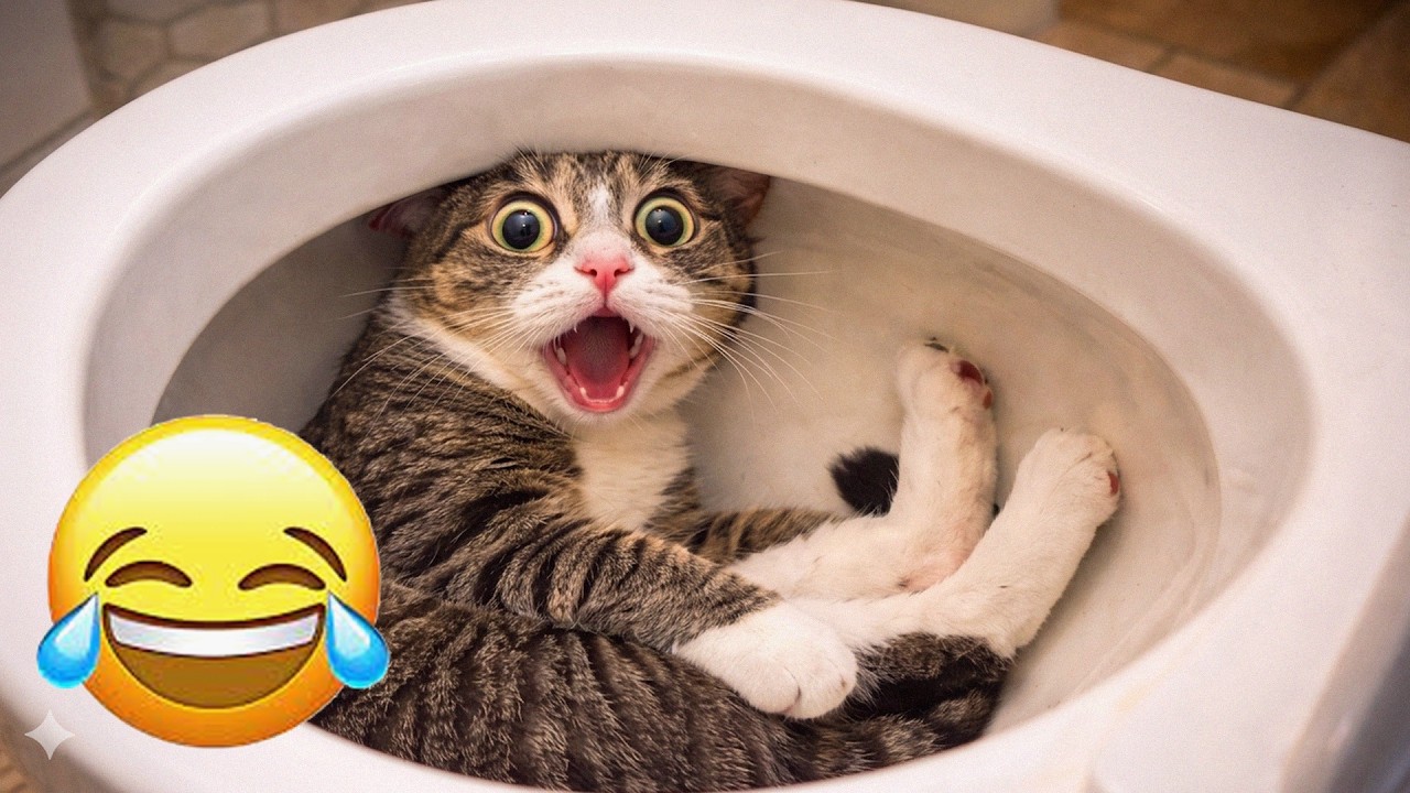 Cutest and Funniest Cats & Dogs 2026 😿 Cat's Unexpected Toilet Adventure | Surprise Moments