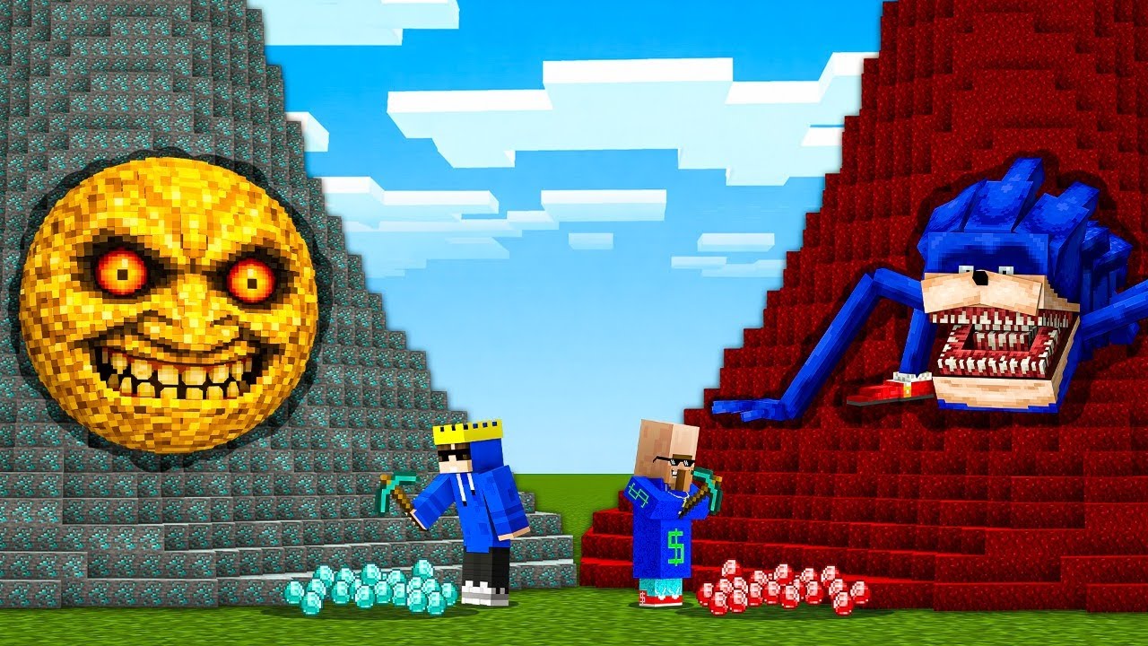 Rs1 vs Rs1,00,000 Scary Mountain Mining in Minecraft background