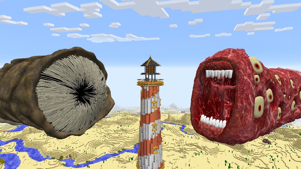 SURVIVING FROM DUNE SANDWORM AND TRAIN EATER in Minecraft - Gameplay