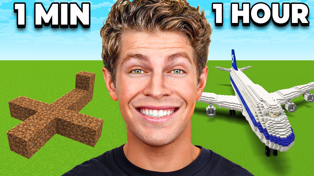 1 Minute vs 1 Hour Minecraft Builds! background