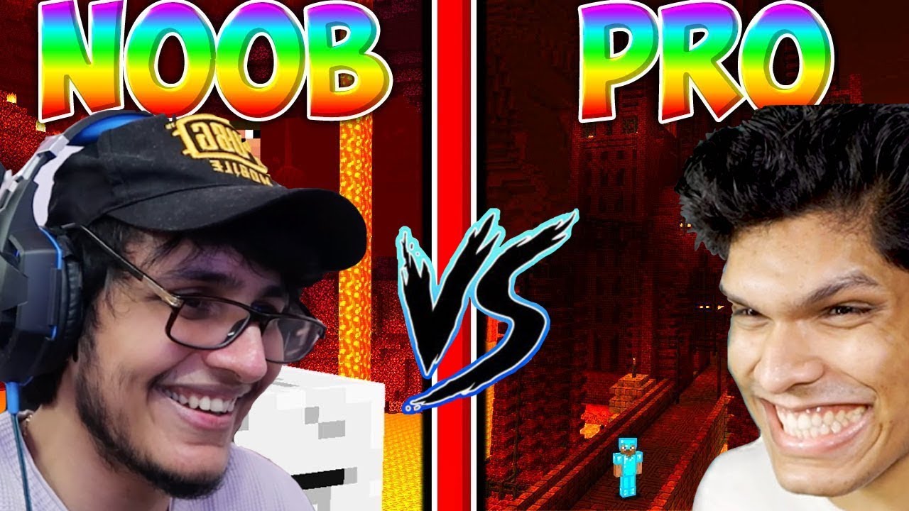 Level 1 Noob vs Level 100 Pro in Minecraft Nether!! background