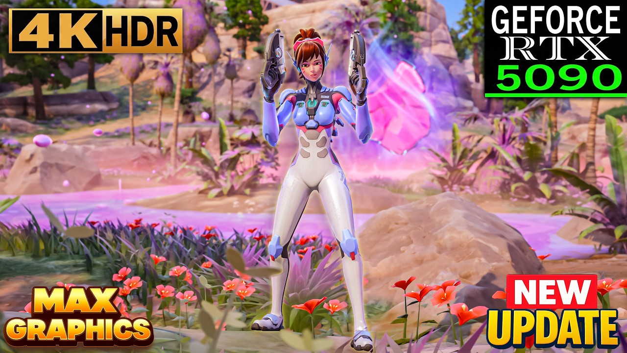 Fortnite (RTX 5090) 4K HDR Gameplay | Skin D.Va (Overwatch Update)