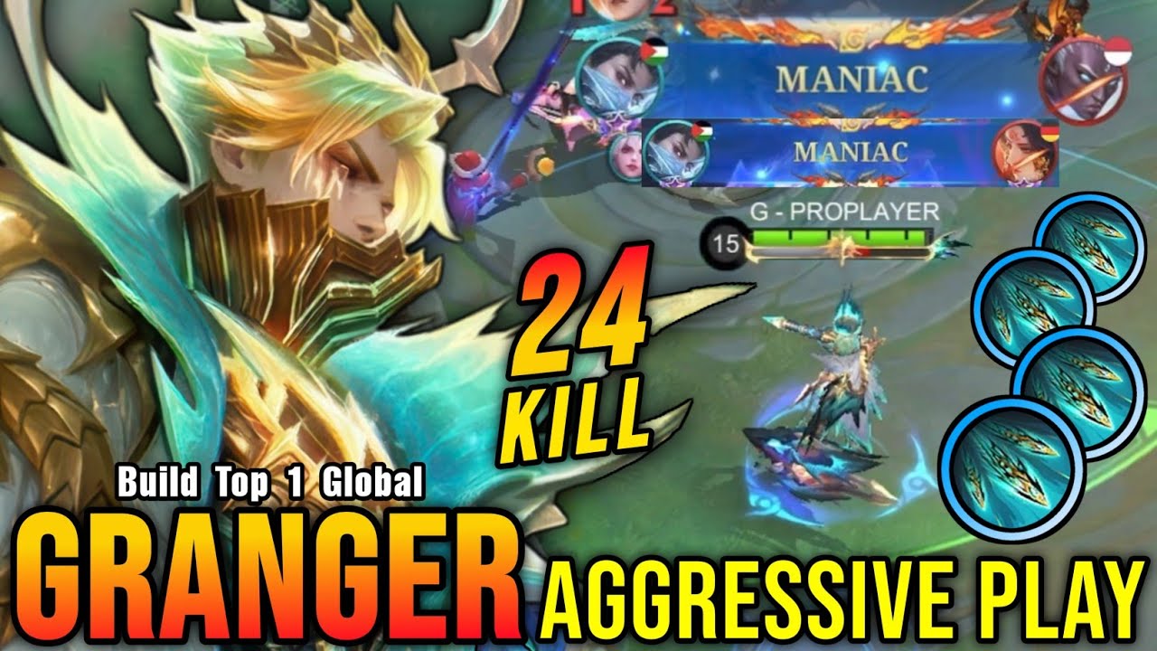 2x MANIAC!! Granger Beast Mode Insane 24 Kills!! - Build Top 1 Global Granger ~ MLBB