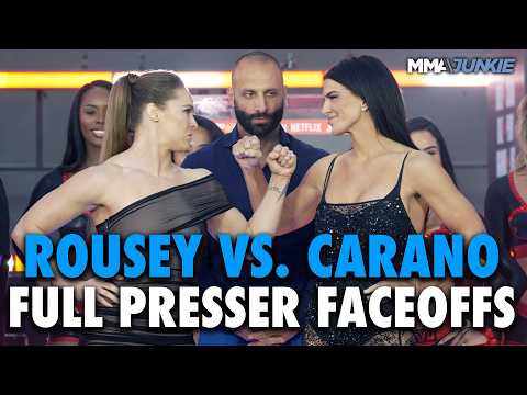 Rousey vs. Carano full press conference faceoffs: Diaz vs. Perry, Ngannou + full card