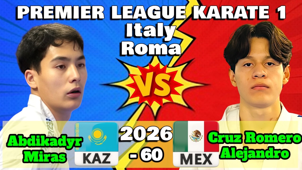 CRUZ ROMERO Alejandro MEX 🇲🇽 vs ABDIKADYR Miras KAZ 🇰🇿 | 2026 Premier League Italy | Seniors -60 kg background