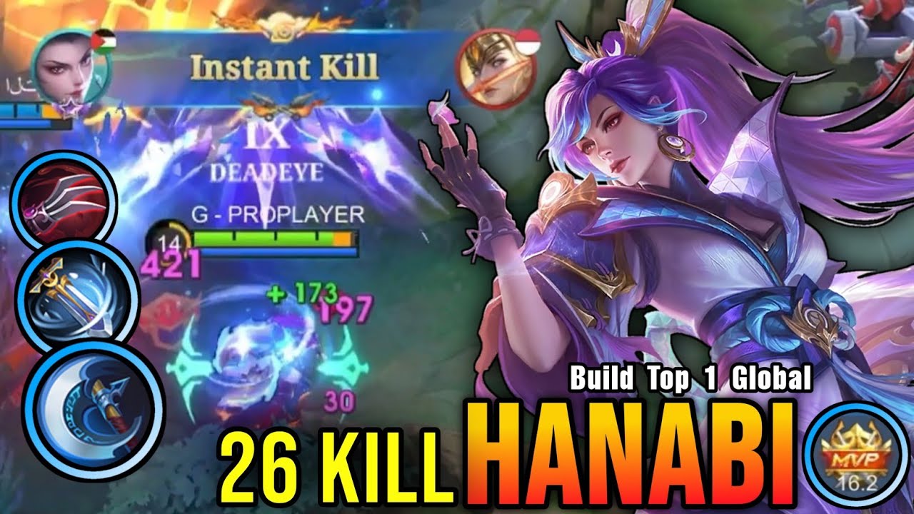 26 Kills!! Powerful Marksman Hanabi MVP 16.2 Points!! - Build Top 1 Global Hanabi ~ MLBB