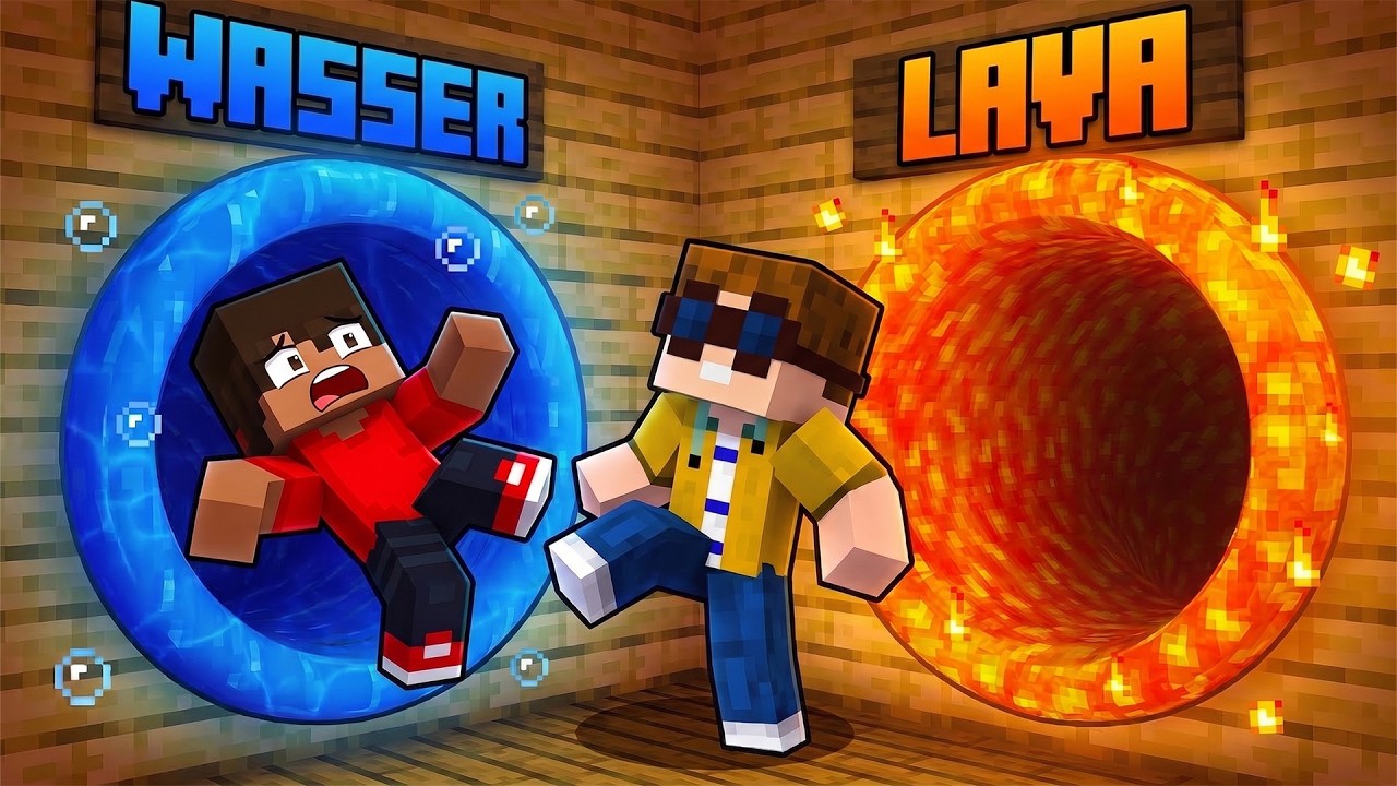 WASSER vs. LAVA ELEMENT TUNNEL KAMPF in Minecraft!