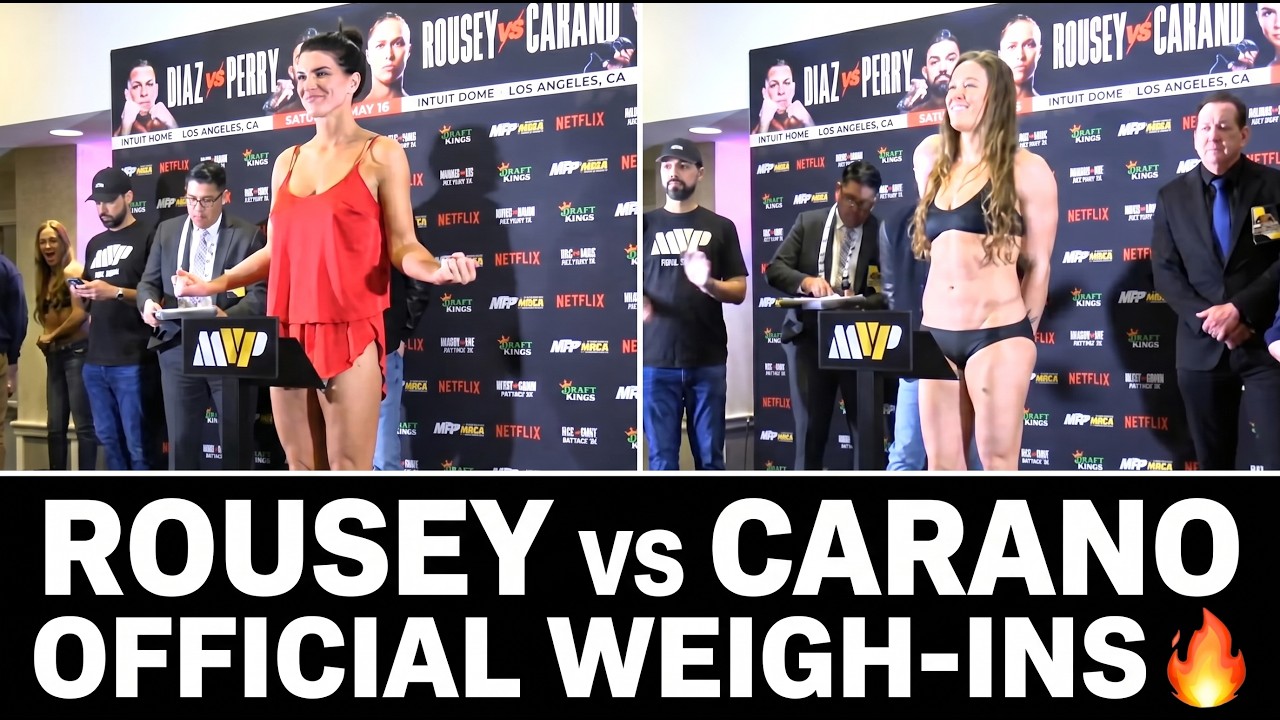 Ronda Rousey & Gina Carano Share a Moment at Official Weigh-Ins 🔥 background