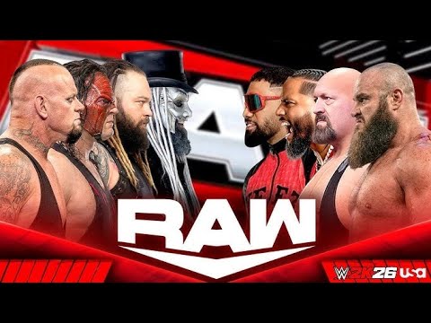The Undertaker, Kane, uncle Howdy and fiend vs big Strowman and the Uso's 14 05 2026 background