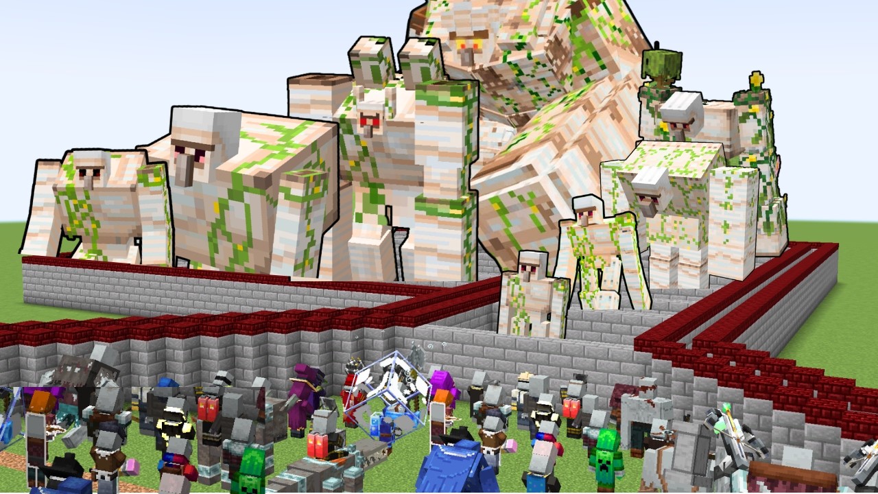 TEAM OF EVERY MINECRAFT ILLAGER DEATHRUN (EVERY GOLEM BOSS)