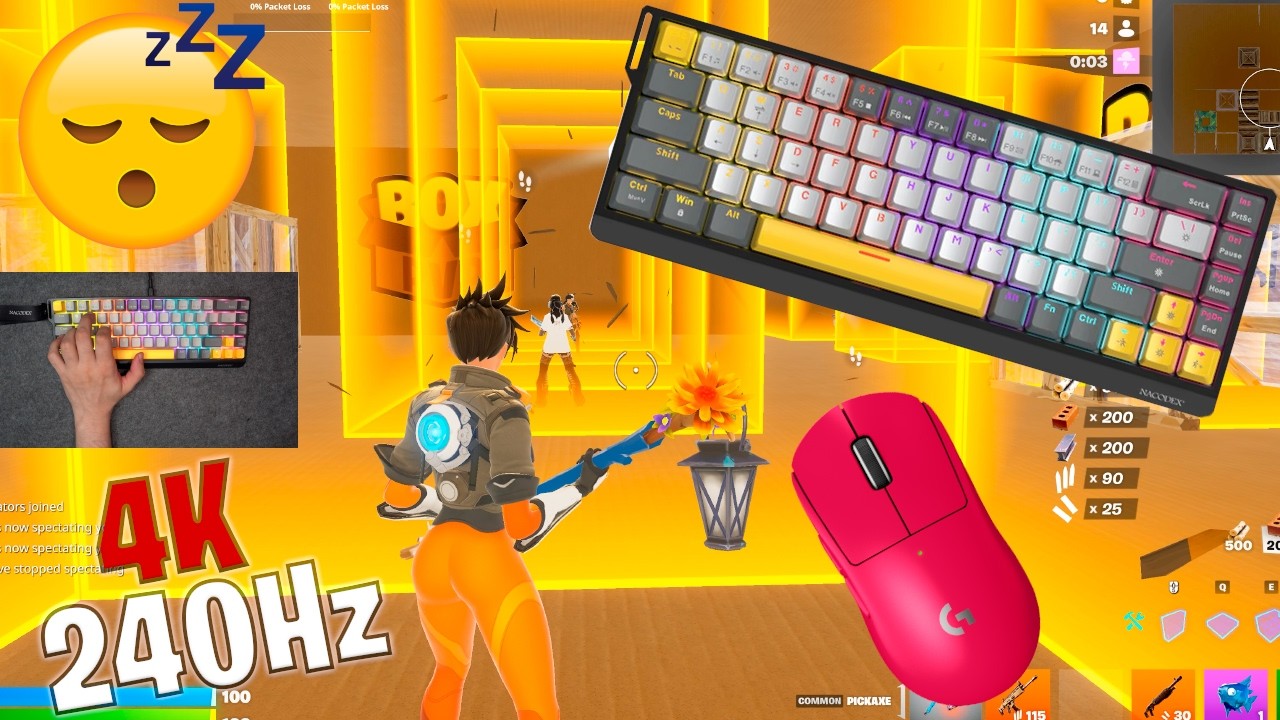 Ajazz NK68 V2 Unboxing ASMR 😴 Box Fight Gameplay 📦 Satisfying Keyboard Fortnite 4K 240 FPS🏆