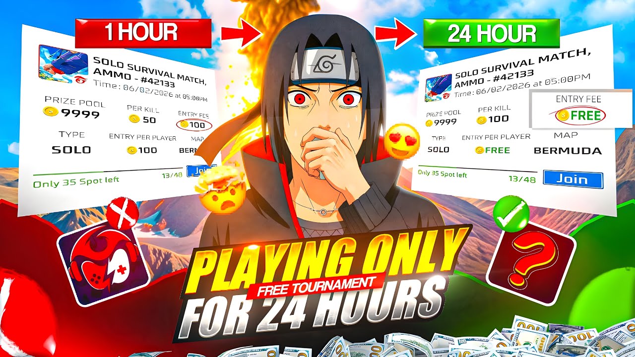 🔥🤑 Only Free Tournament 💰For 24 hours 🕐🤯 Entry - ₹0🔥Per kill -10 💴 FOUND BEST FREE TOURNAMENT APP⁉️✅