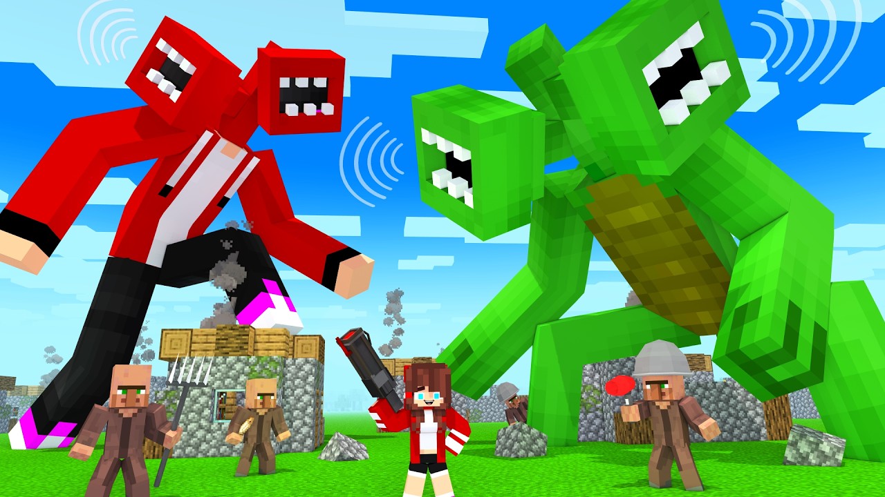 MAIZEN : JJ and Mikey Become SIREN HEADS - Minecraft Animation