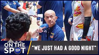 Coach Yeng Guiao on Rain or Shine having huge morale fighting against San Miguel | #OSOnTheSpot background