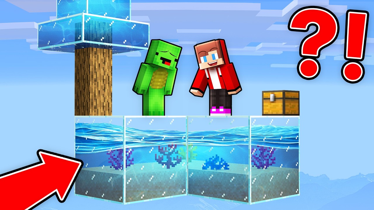 Mikey and JJ: Water Block Survival (Maizen Minecraft)