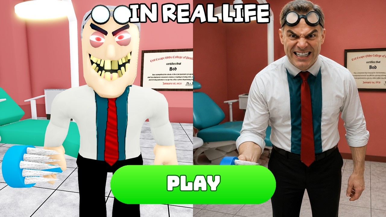 Escape BOB THE DENTIST IN REAL LIFE! SCARY OBBY roblox! Gameplay Walkthrough All Morphs Unlocked