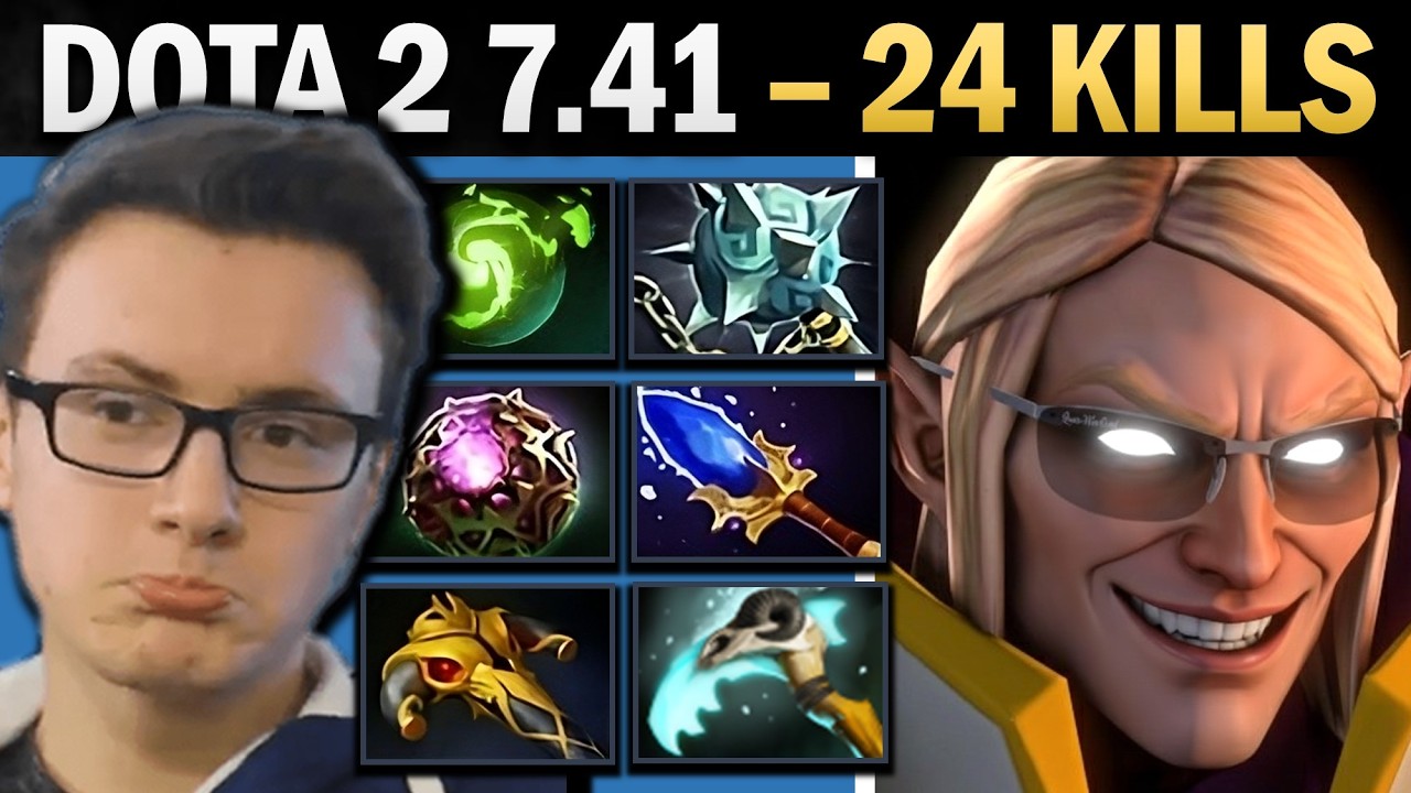 Invoker Dota 2 7.41 with 24 Kills and Dandelion - Dota 2 Gameplay background